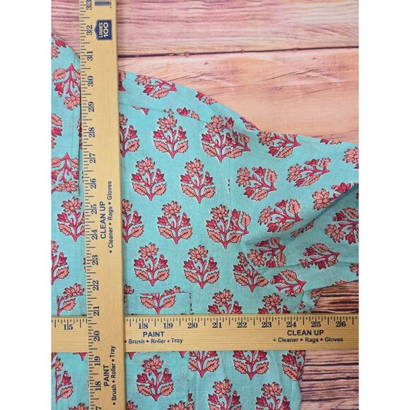 Deepti S.C. Mens Turquoise Floral Print Shirt XL NWT NEW - Picture 9 of 9